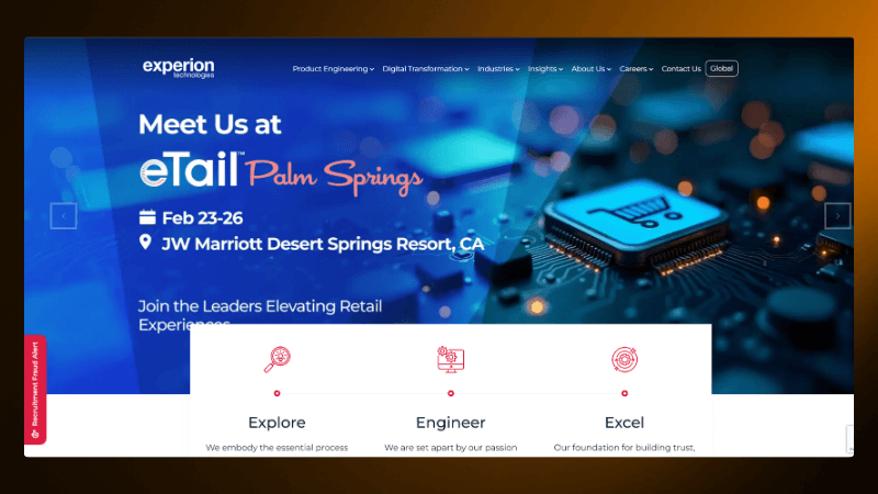 eTail Palm Springs 2023 event at JW Marriott Desert Springs Resort, featured by Experion Technologies, Feb 23-26.