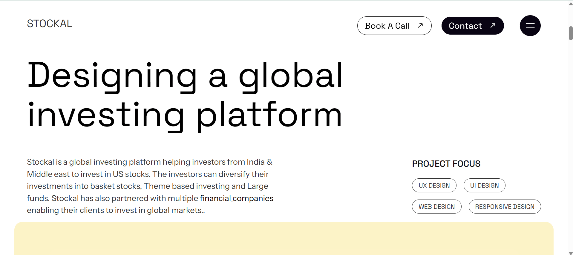 Global investing platform design by Stockal, UX/UI and responsive web focus for diverse investments.