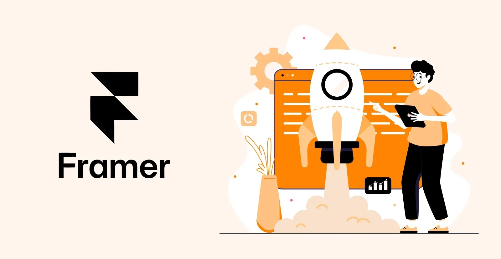 Framer in 2026, speed and rapid launch illustration