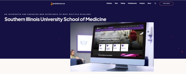 Website design for Southern Illinois University School of Medicine displayed on desktop monitor.