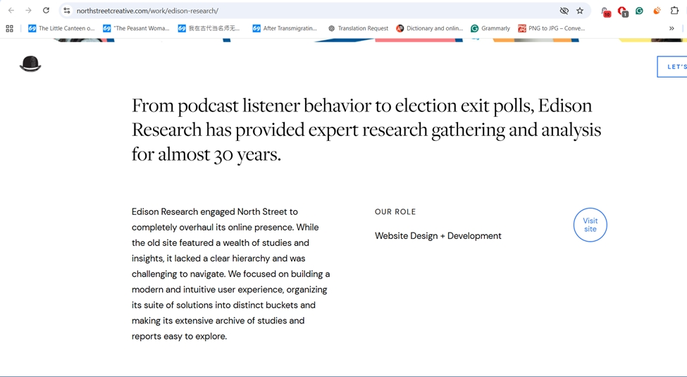 Website redesign summary for Edison Research by North Street Creative, enhancing online experience and usability.
