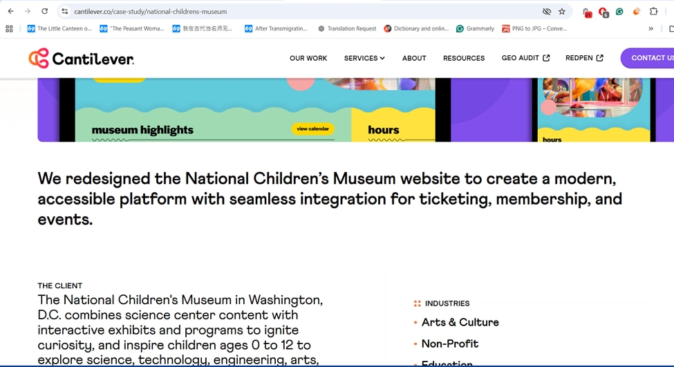National Children's Museum website redesign for improved accessibility and seamless integration by Cantilever.