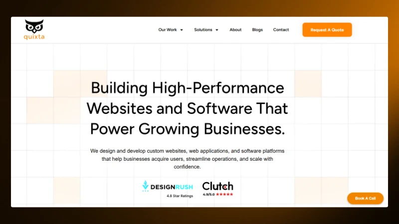Screenshot of Quixta website homepage – #1 WordPress development company in India