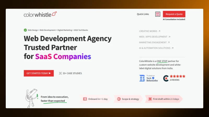 Screenshot of ColorWhistle website homepage – #10 WordPress development company in India