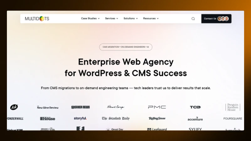 Screenshot of Multidots website homepage – #3 WordPress development company in India