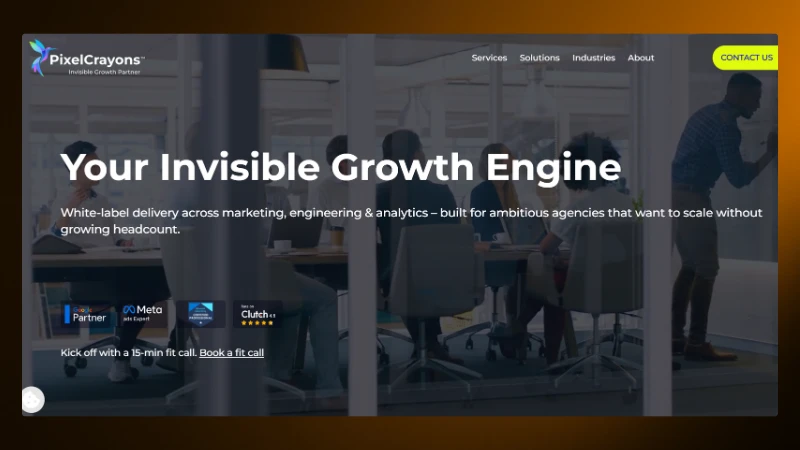 Screenshot of PixelCrayons website homepage – #6 WordPress development company in India