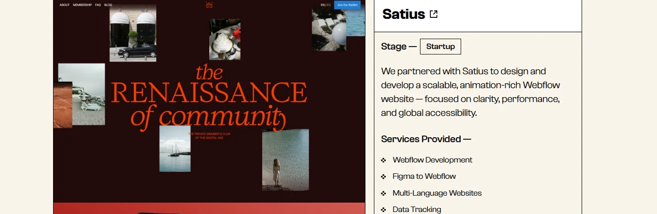 Screenshot of a Webflow website built by Lil Big Things