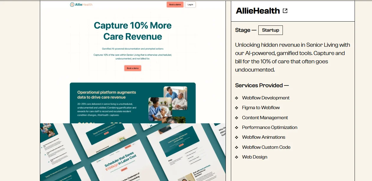 Second screenshot of a Webflow website built by Lil Big Things