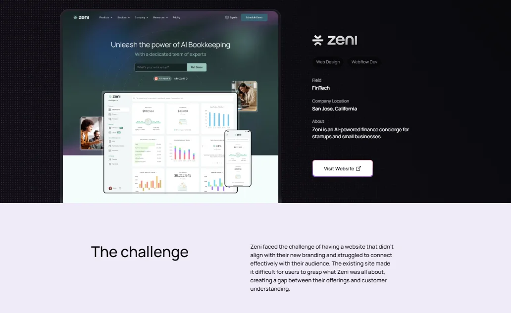 Second screenshot of a Webflow website built by Amply