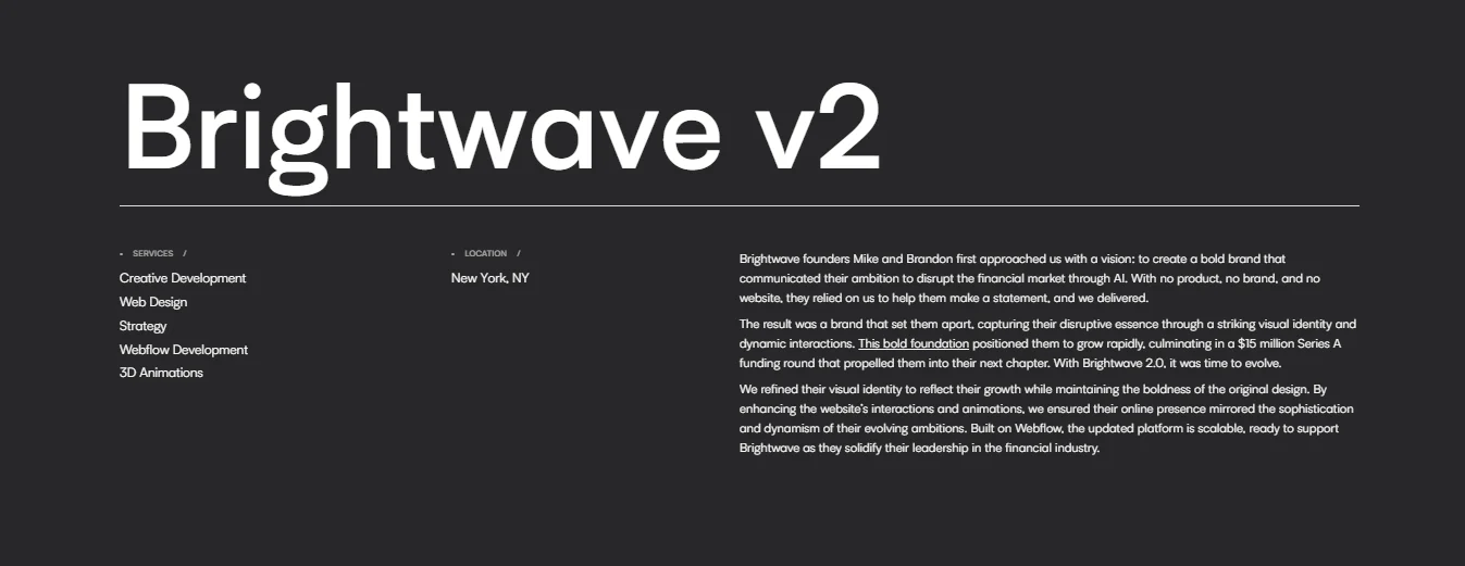 Screenshot of a Webflow website built by Refokus