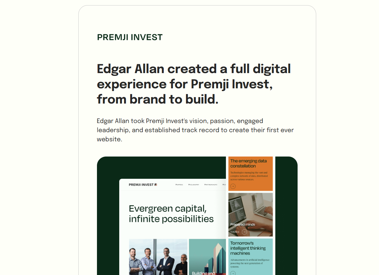 Screenshot of a Webflow website built by Edgar Allan