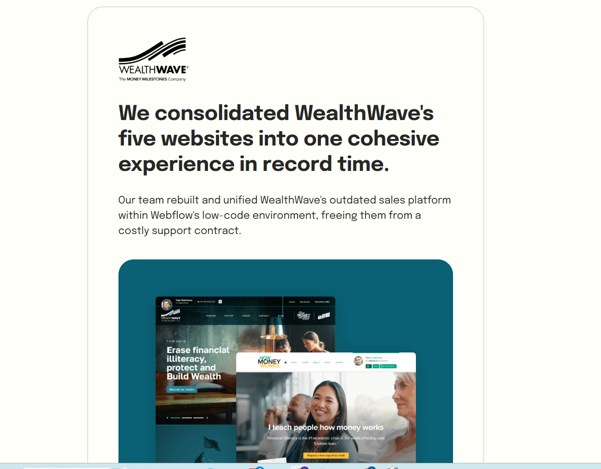Second screenshot of a Webflow website built by Edgar Allan