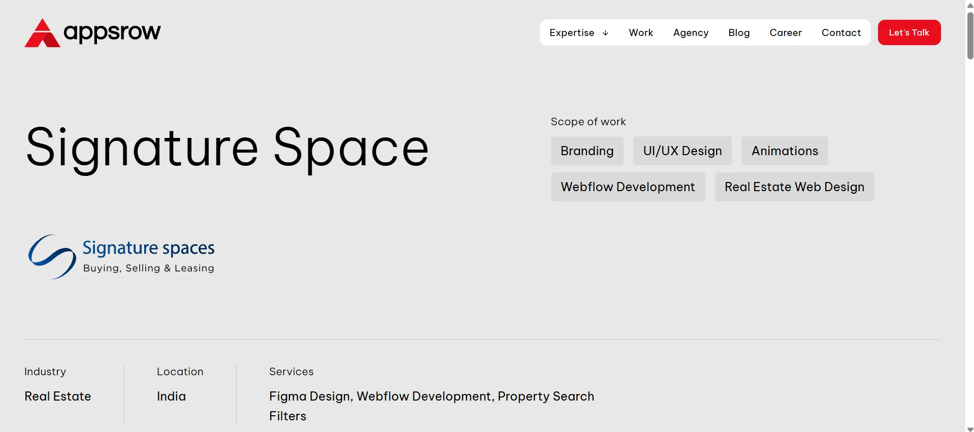 Screenshot of a Webflow website built by Appsrow