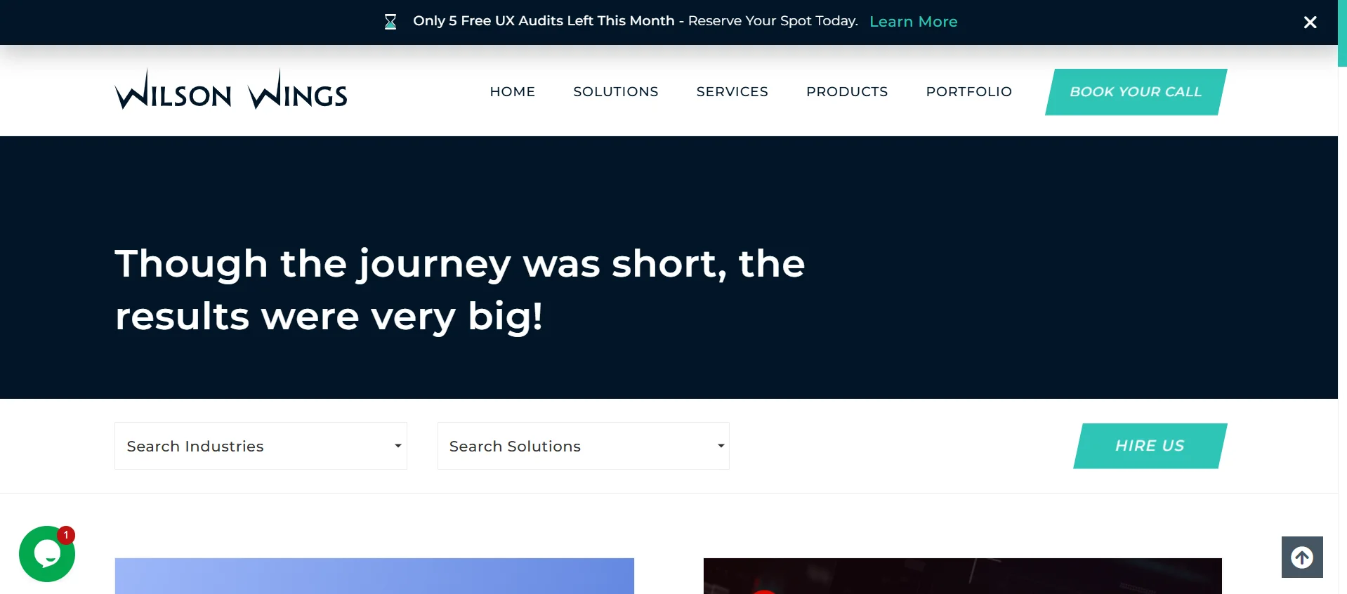 Screenshot of a Webflow website built by Wilson Wings
