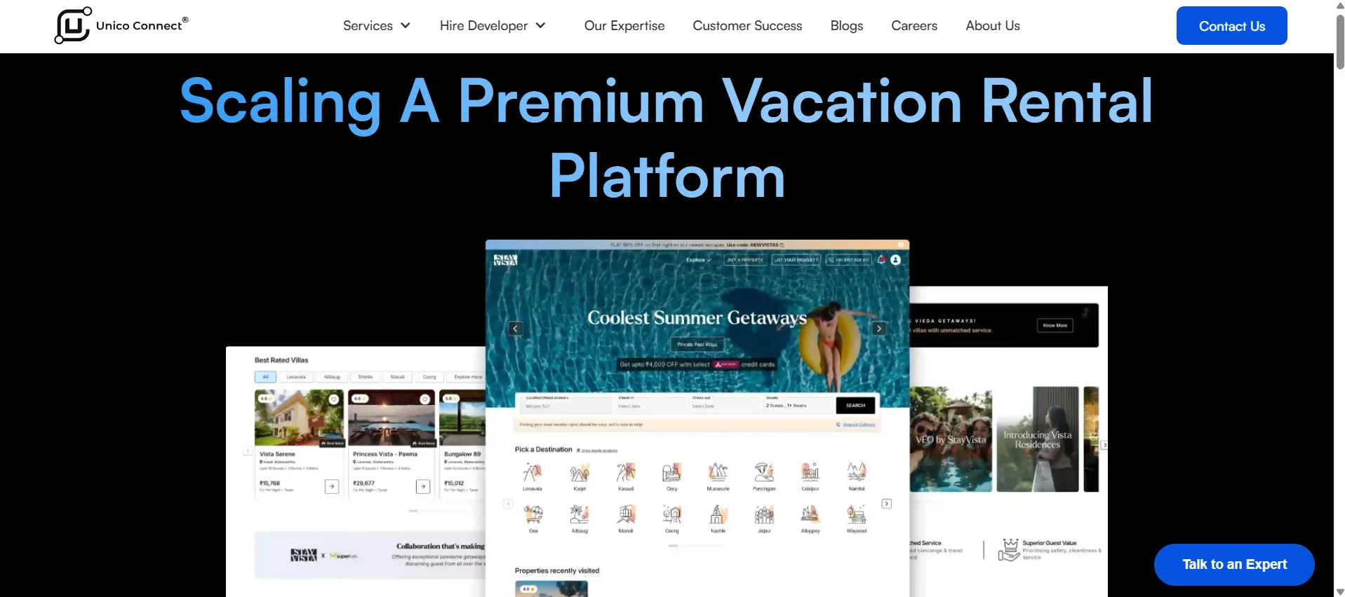 Screenshot of a Webflow website built by Unico Connect